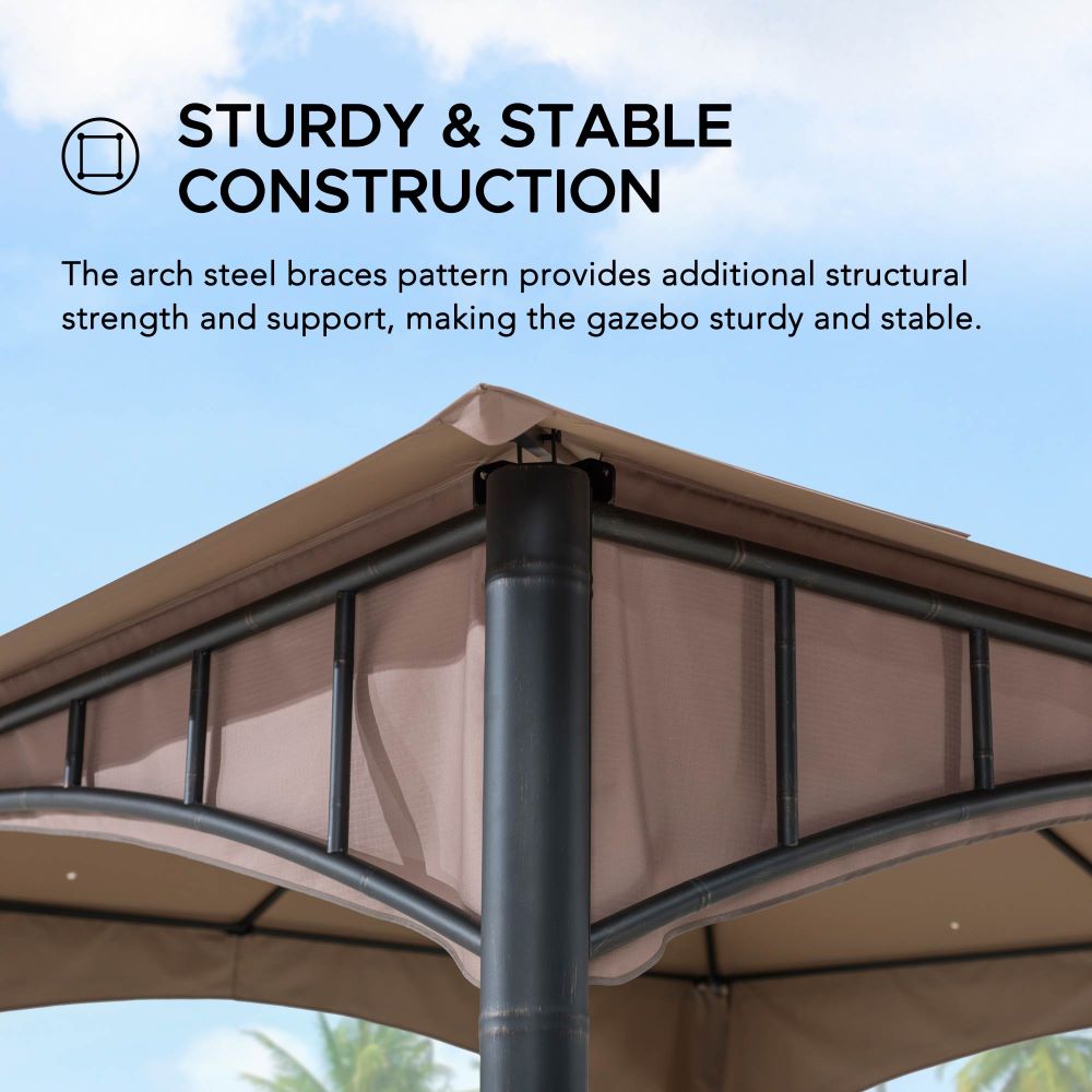SUNJOY 11x11 Canopy Gazebo with Bamboo Look Steel Frame.