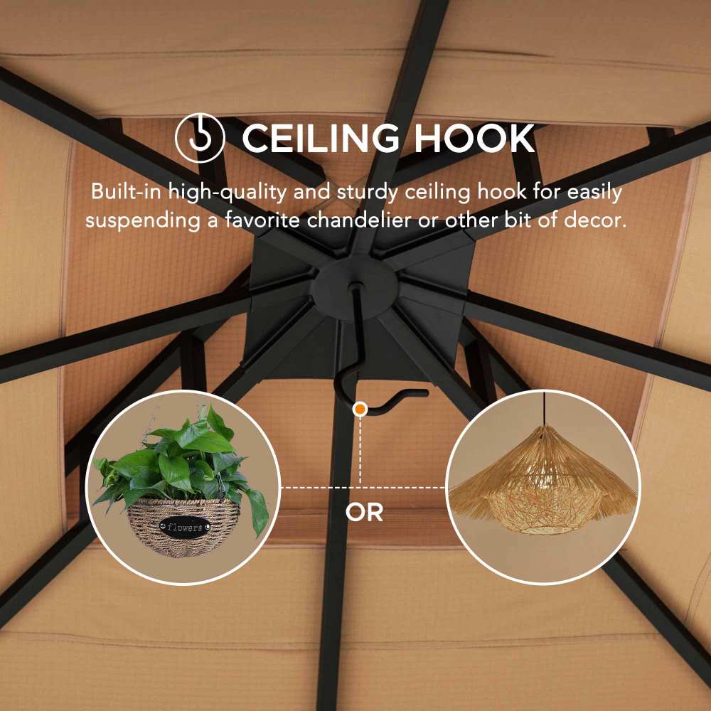 SUNJOY 11x11 Canopy Gazebo with Bamboo Look Steel Frame.