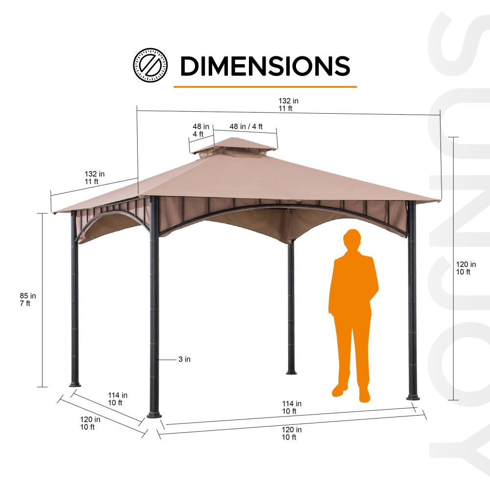 SUNJOY 11x11 Canopy Gazebo with Bamboo Look Steel Frame.