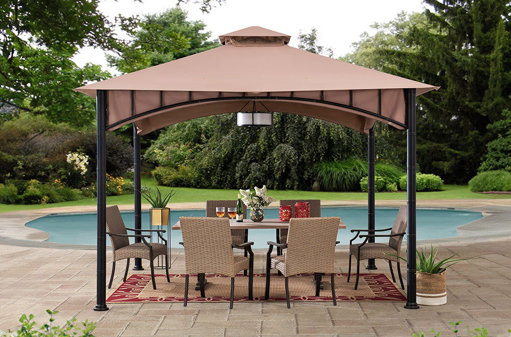 SUNJOY 11x11 Canopy Gazebo with Bamboo Look Steel Frame