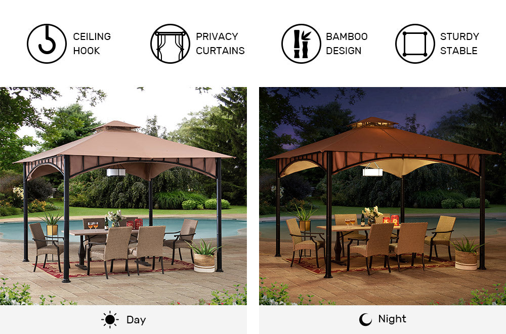 SUNJOY 11x11 Canopy Gazebo with Bamboo Look Steel Frame