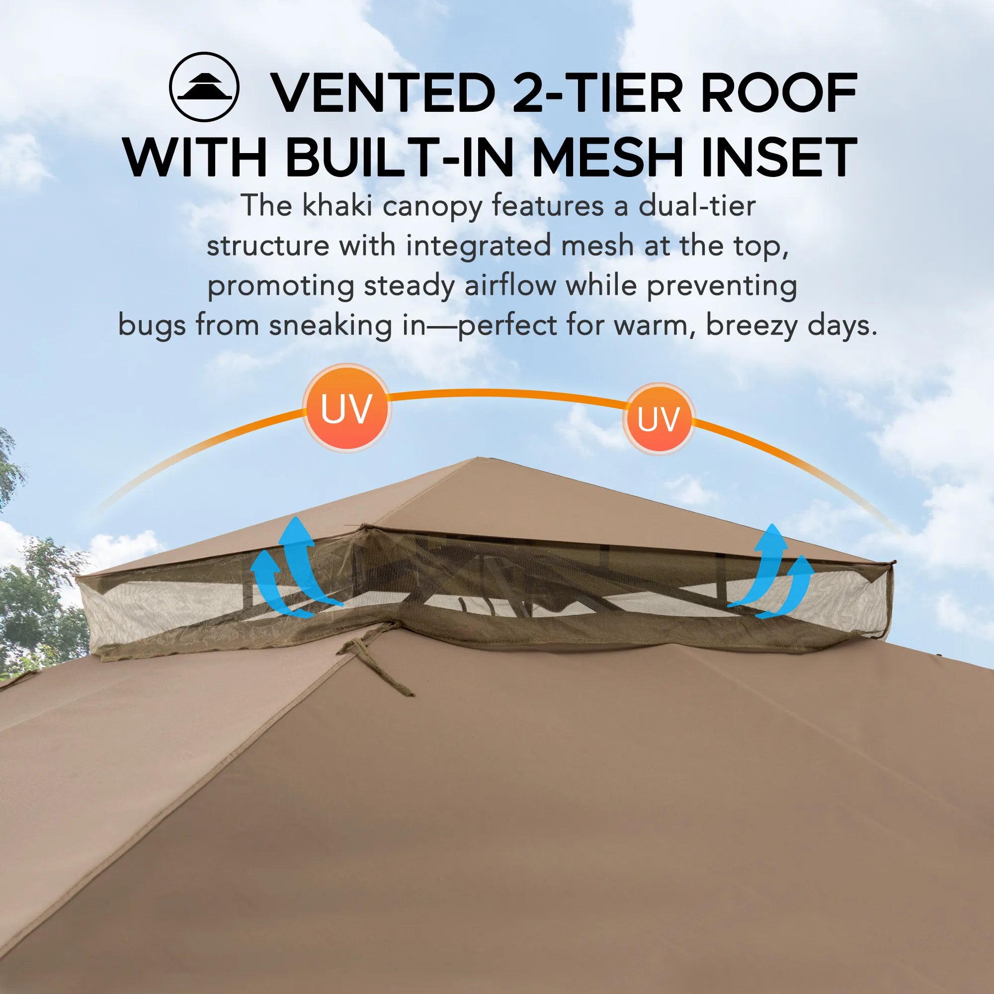 SUNJOY 10x12 Steel Frame 2-Tier Soft Top Gazebo with Ceiling Hook