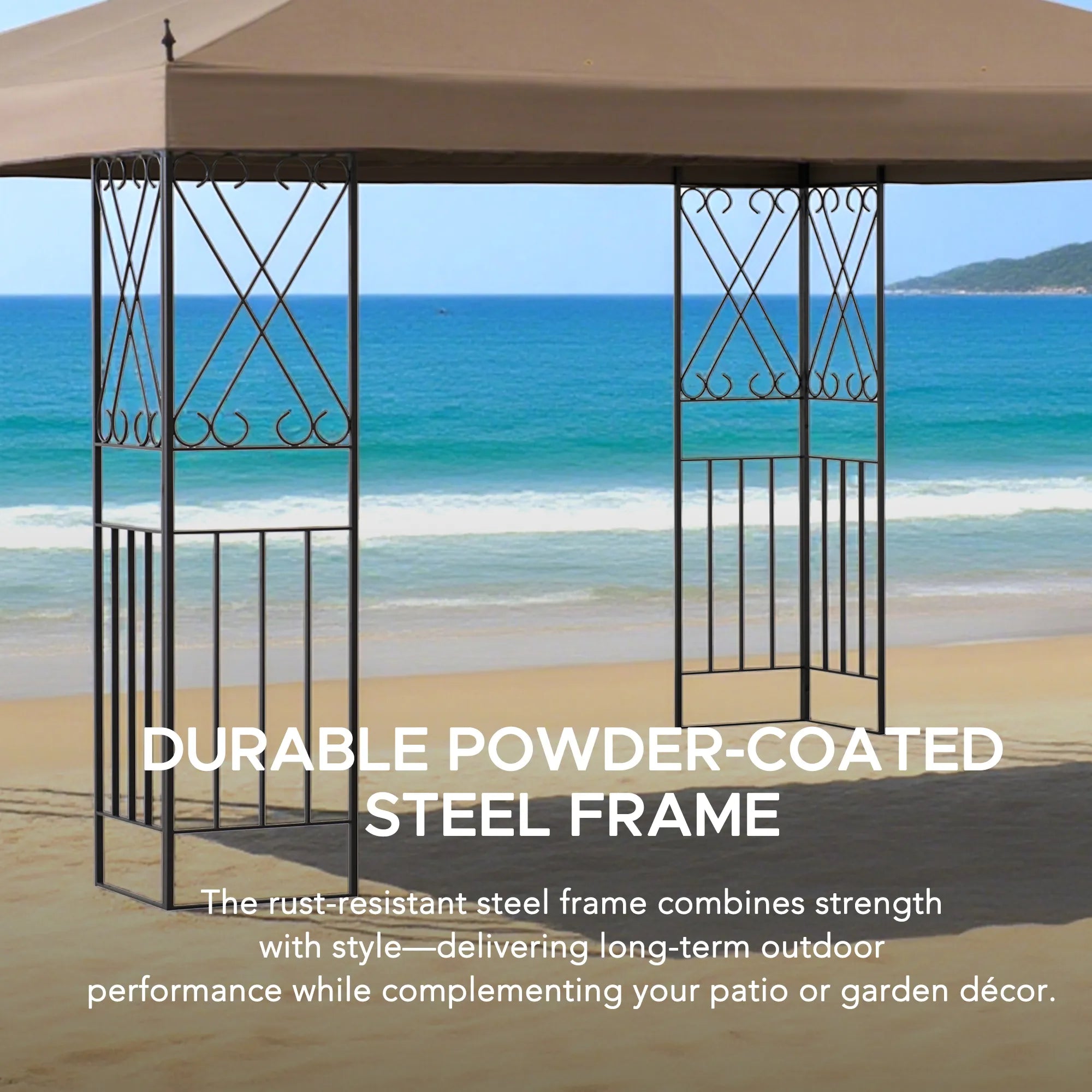 SUNJOY 10x12 Steel Frame 2-Tier Soft Top Gazebo with Ceiling Hook