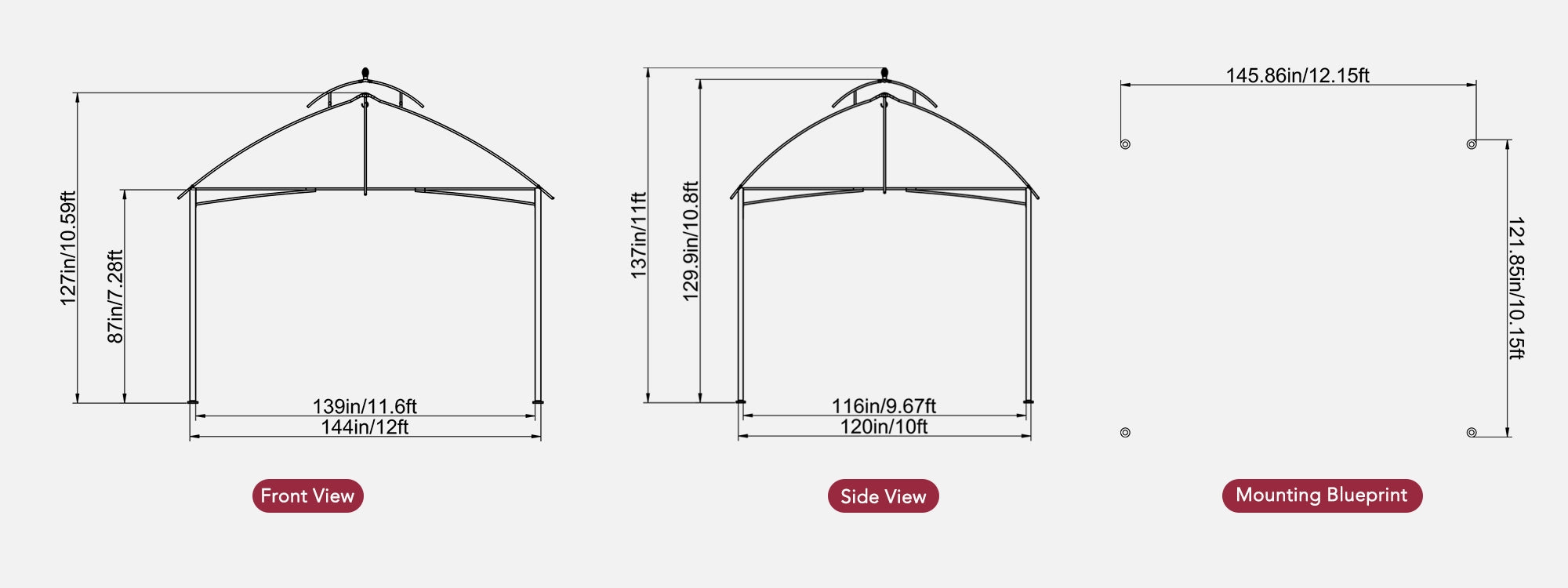 SUNJOY 10x13 Steel Outdoor Canopy Gazebo with Netting
