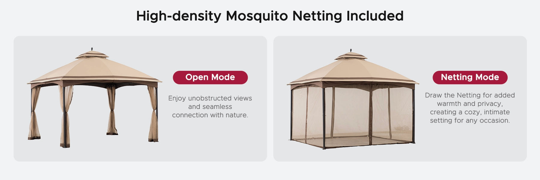 SUNJOY 10x13 Steel Outdoor Canopy Gazebo with Netting