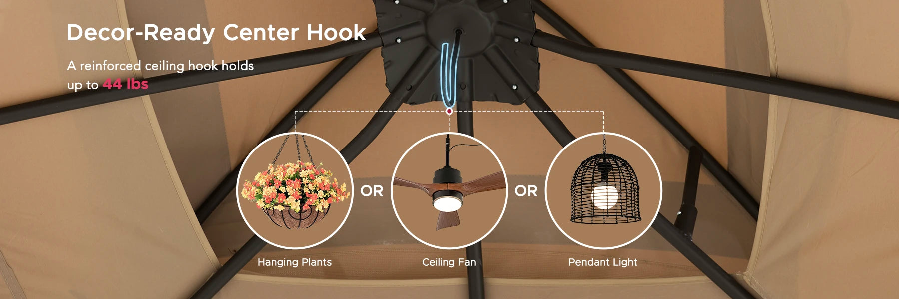 SUNJOY 10x13 Steel Outdoor Canopy Gazebo with Netting