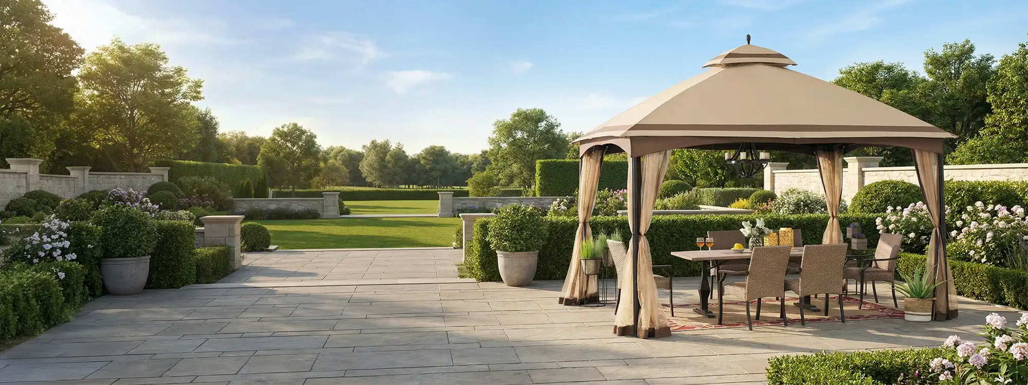 SUNJOY 10x13 Steel Outdoor Canopy Gazebo with Netting