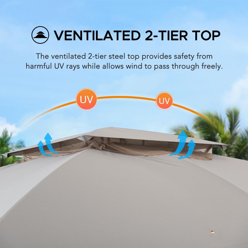 SUNJOY 11x13 Backyard Gazebo with Netting and Curtain.