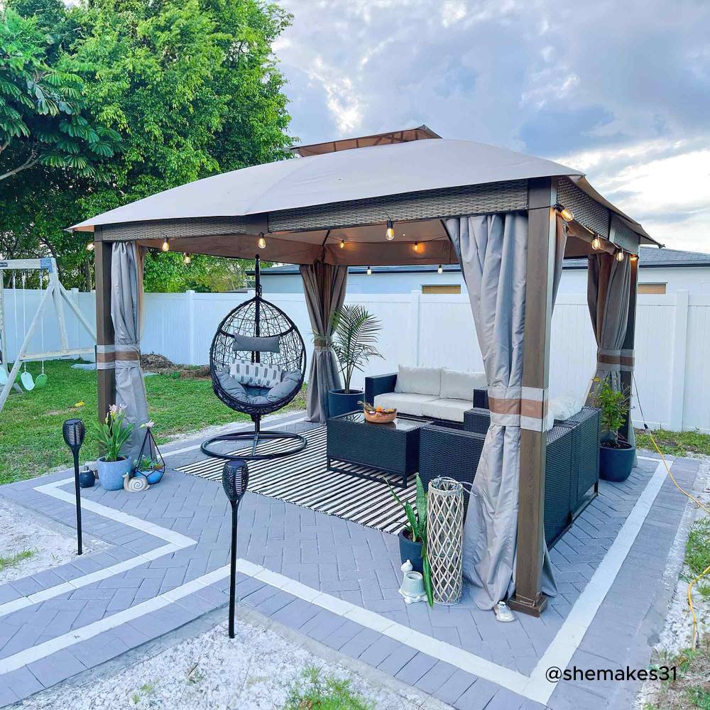 SUNJOY 11x13 Backyard Gazebo with Netting and Curtain.