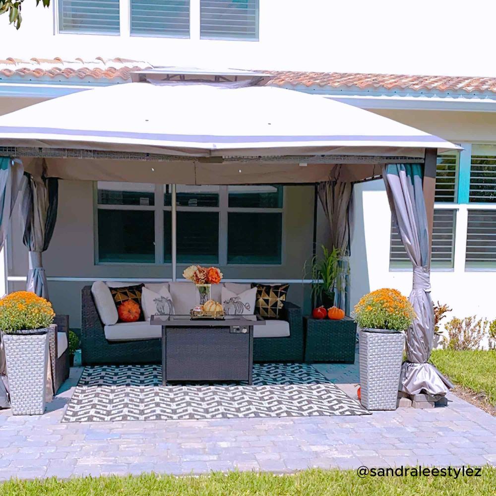 SUNJOY 11x13 Backyard Gazebo with Netting and Curtain.