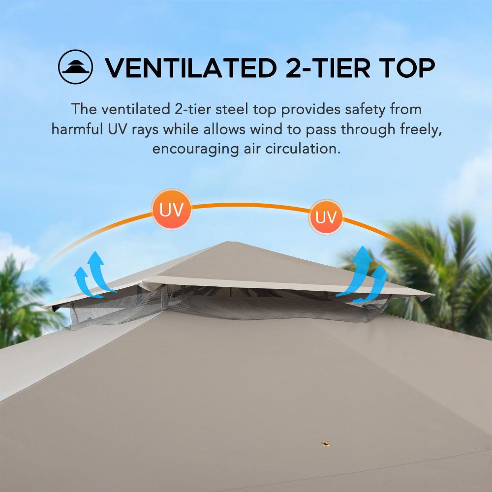 SUNJOY 11x13 Soft Top Gazebo with Netting and Curtain.