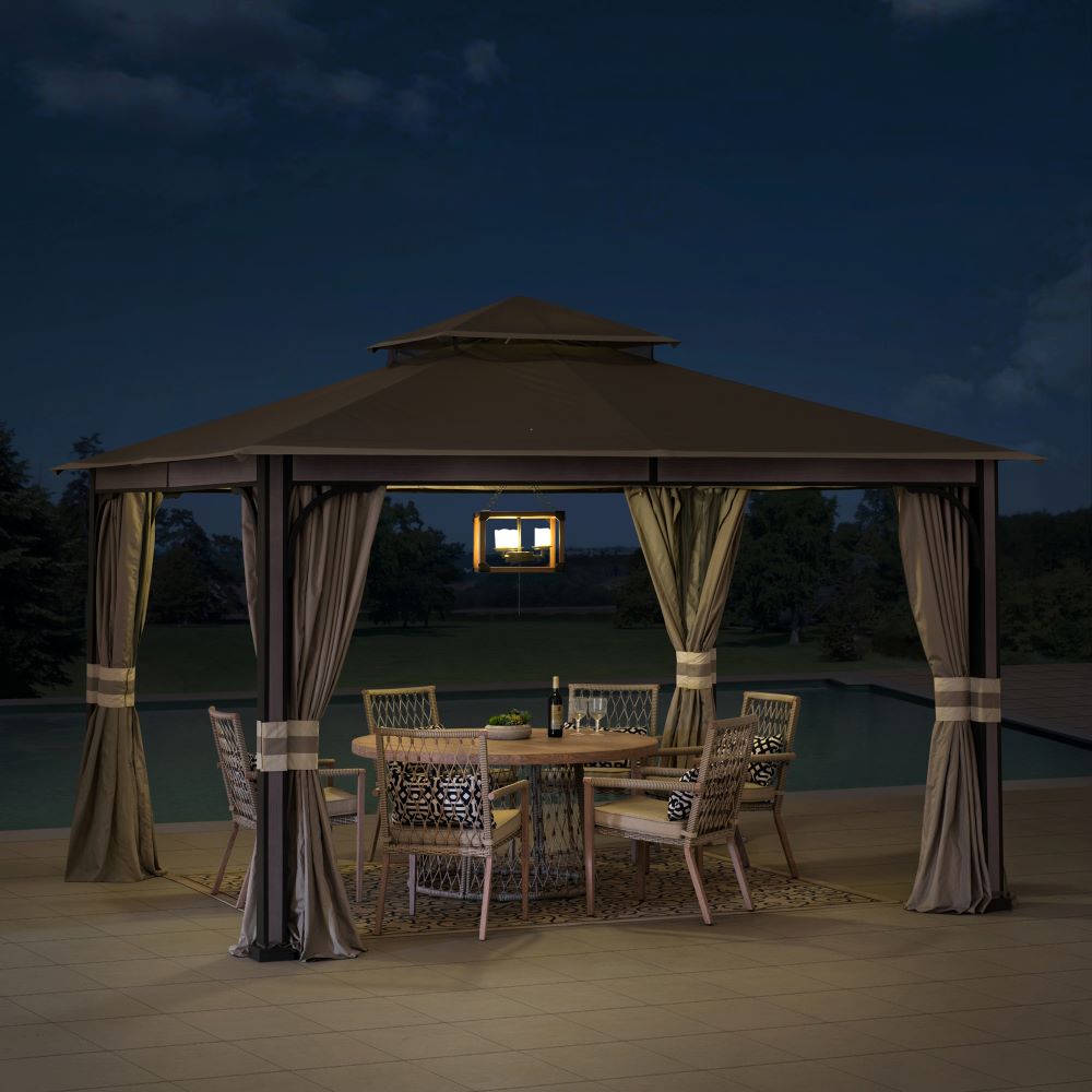 SUNJOY 11x13 Soft Top Gazebo with Netting and Curtain.