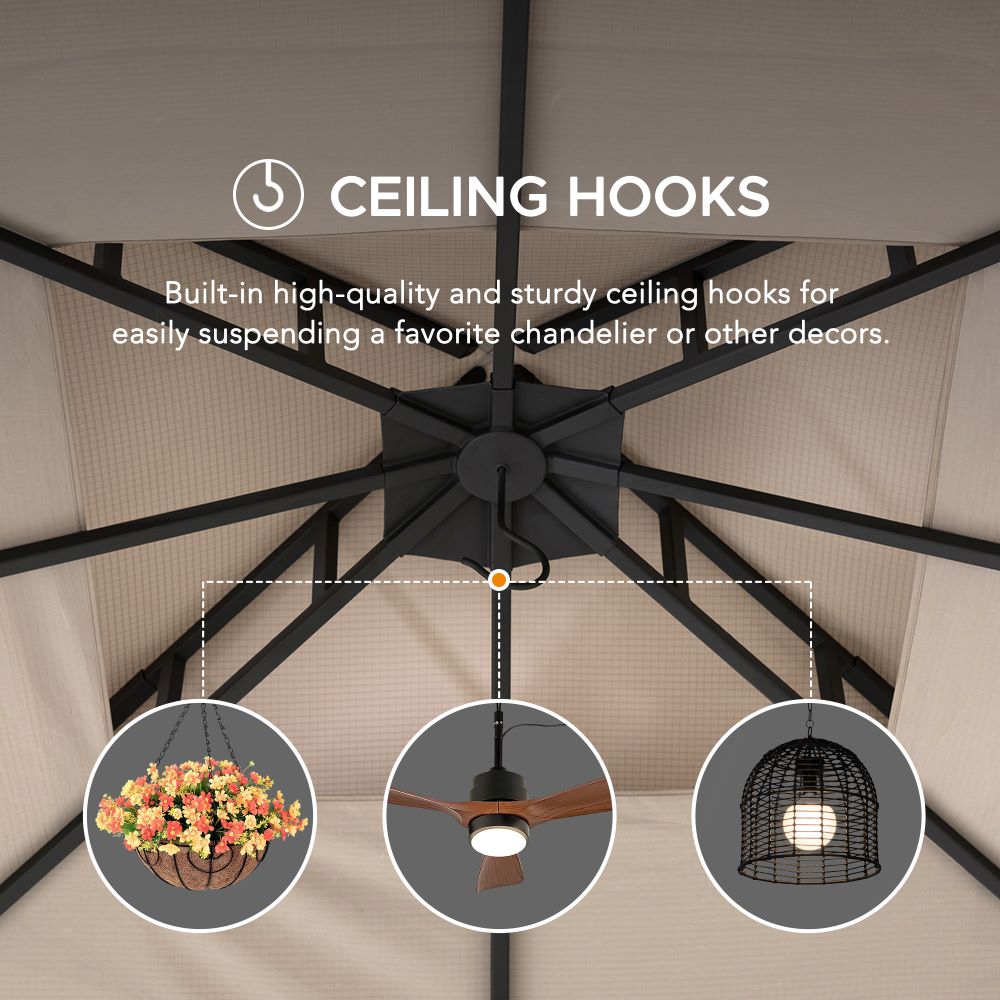 SUNJOY 11x13 Soft Top Gazebo with Netting and Curtain.