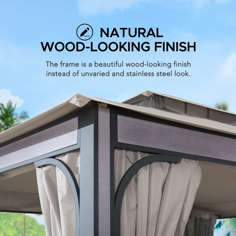 SUNJOY 11x13 Soft Top Gazebo with Netting and Curtain.