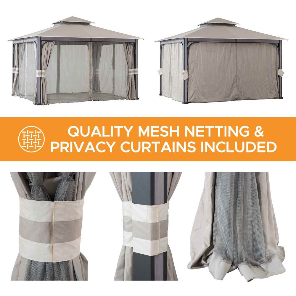 SUNJOY 11x13 Soft Top Gazebo with Netting and Curtain.