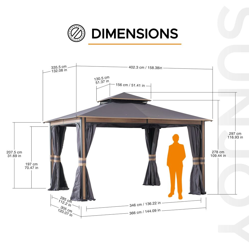 SUNJOY 11x13 Soft Top Gazebo with Netting and Curtain