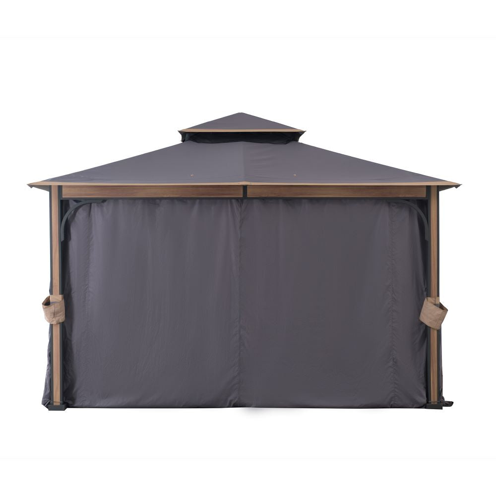 SUNJOY 11x13 Soft Top Gazebo with Netting and Curtain - Dark Grey