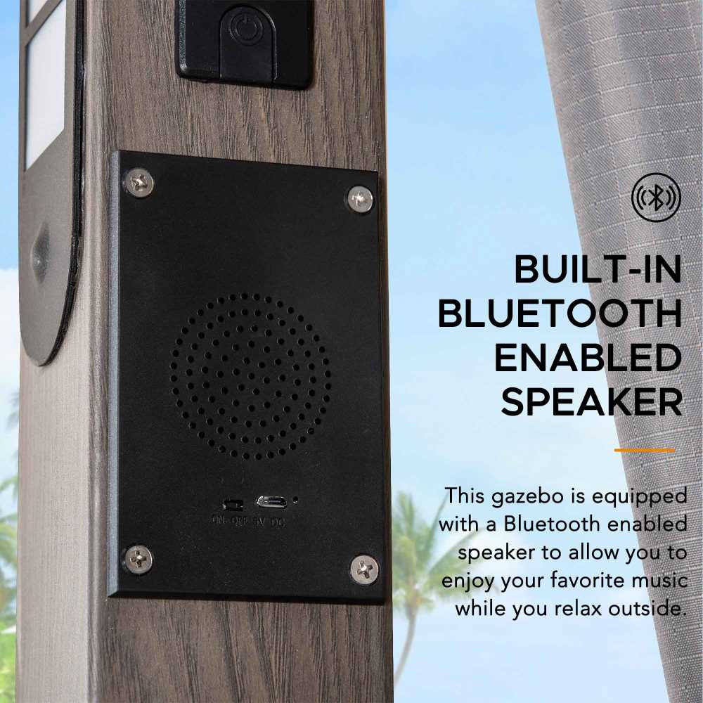 SUNJOY 11x13 Backyard Gazebo with LED Light, Bluetooth Speaker and Hook.
