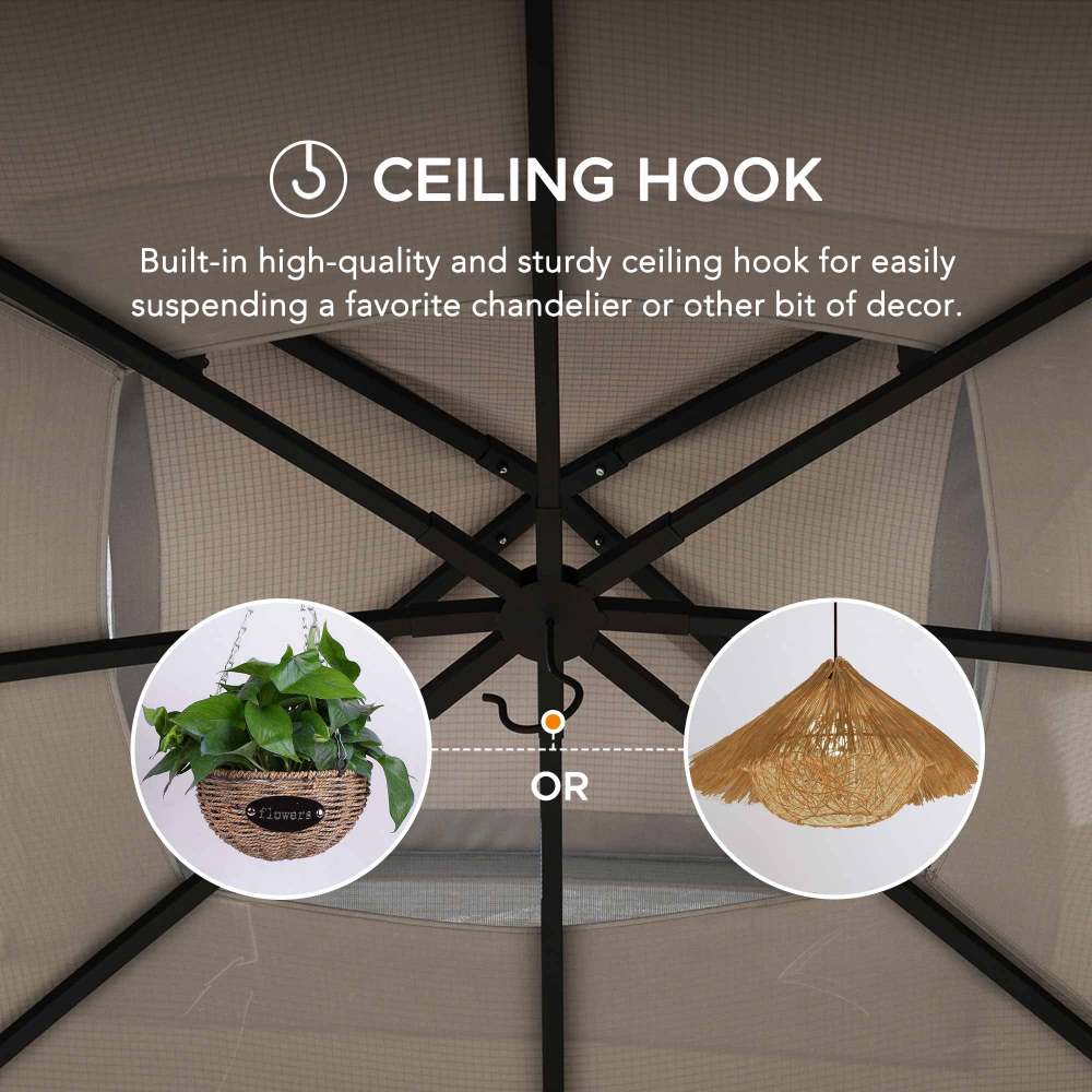 SUNJOY 11x13 Backyard Gazebo with LED Light, Bluetooth Speaker and Hook.