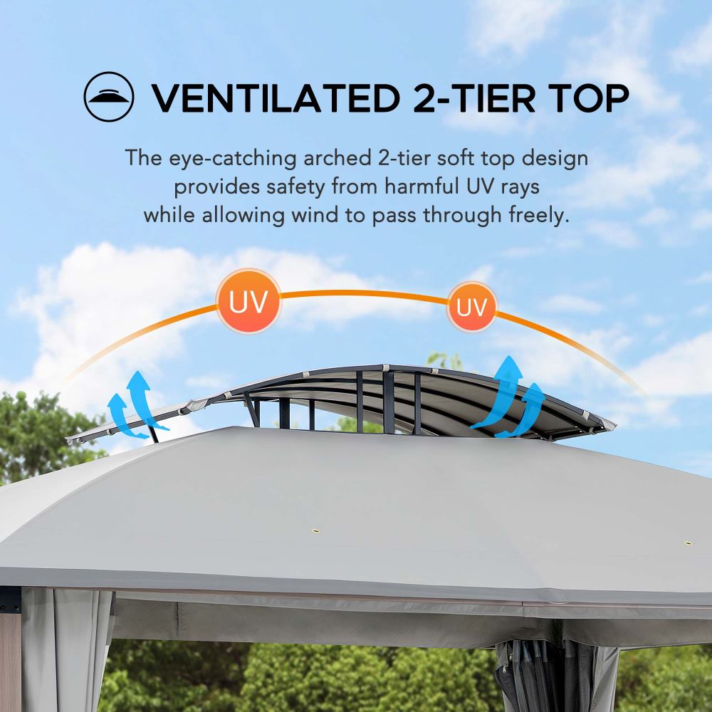 SUNJOY 11x13 Outdoor Canopy Gazebo Kit with Netting and Curtain.