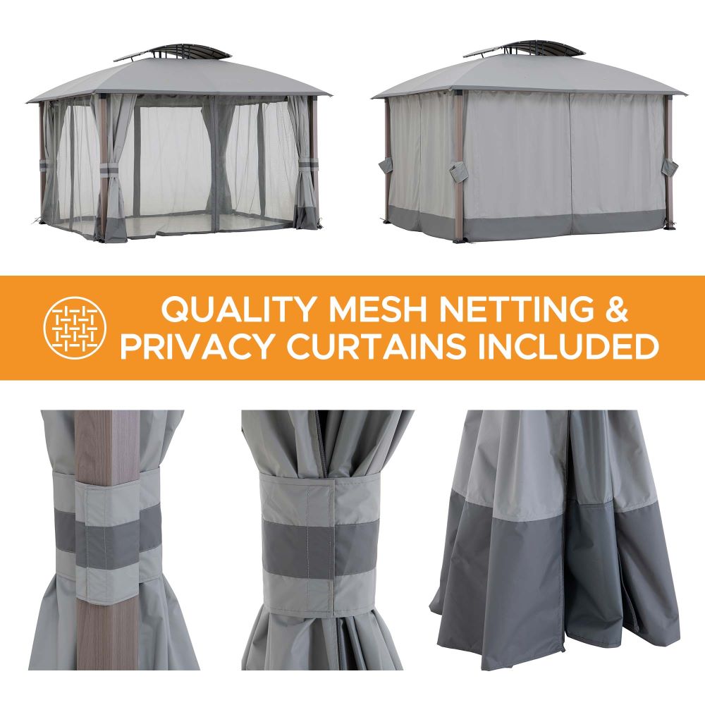 SUNJOY 11x13 Outdoor Canopy Gazebo Kit with Netting and Curtain.