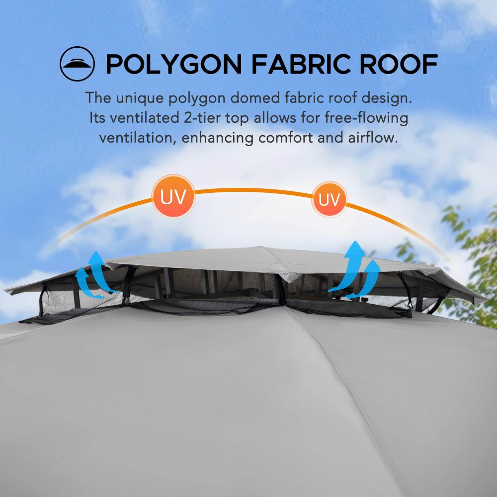 SUNJOY 12x12 Hillsdale Soft Top Gazebo with 4 Counterweights and Netting.