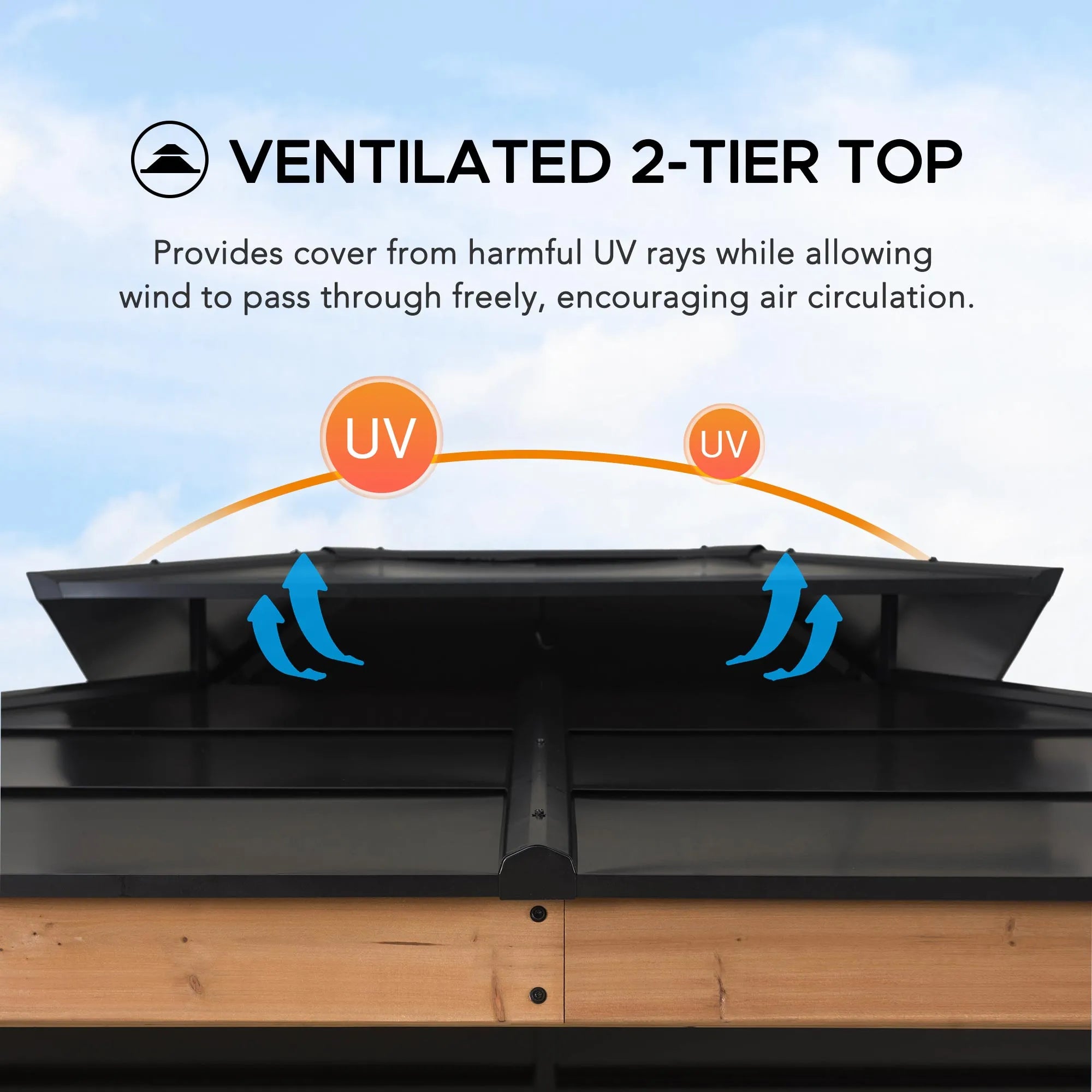 SUNJOY 11x13 Cedar Hardtop Gazebo with Ceiling Hook & Durable Steel Roof - Natural Cedar