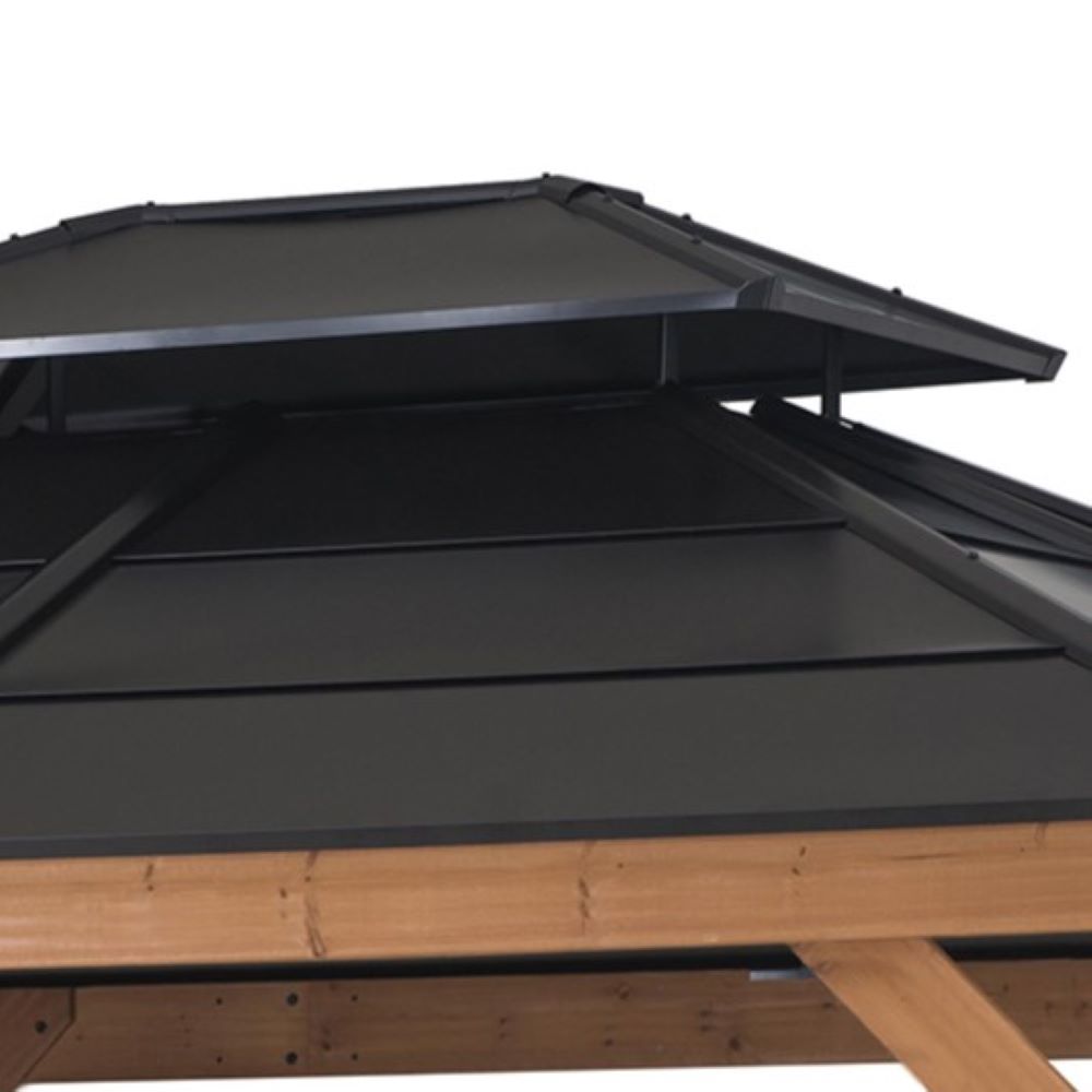 SUNJOY 11x13 Hardtop Gazebo with Cedar Frame and Ceiling Hook - Natural Cedar