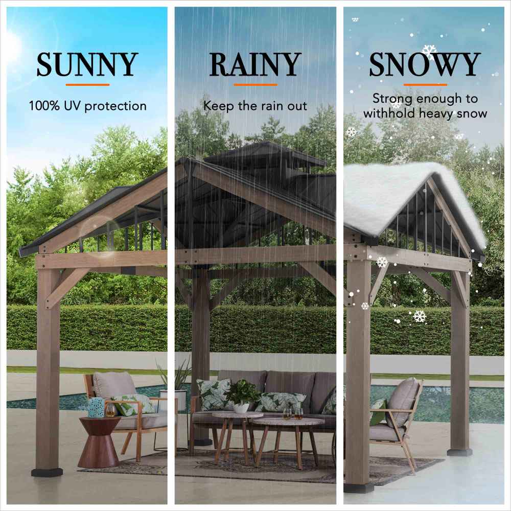 SUNJOY 12x12 Roanforth Gazebo With 2-Tier Roof and Ceiling Hook.