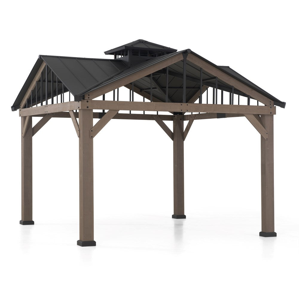 SUNJOY 12x12 Roanforth Gazebo With 2-Tier Roof and Ceiling Hook