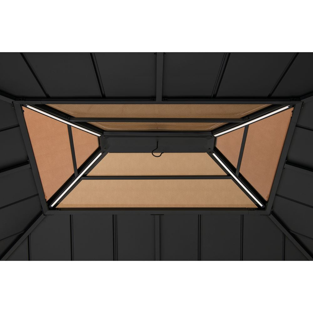 SUNJOY 11x13 Wooden Gazebo with Solar Panel, LED Lights and Ceiling Hook