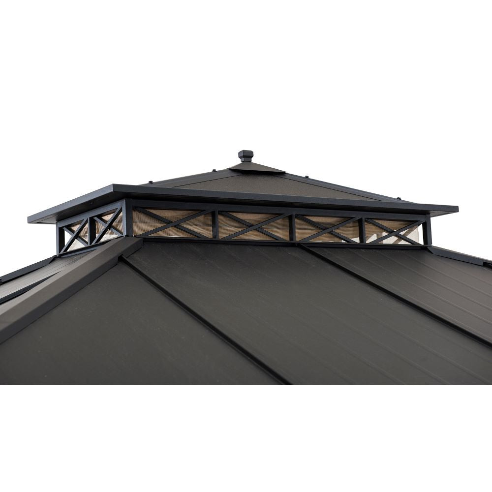 SUNJOY 11x13 Metal Gazebo with Aluminum Frame and Privacy Netting