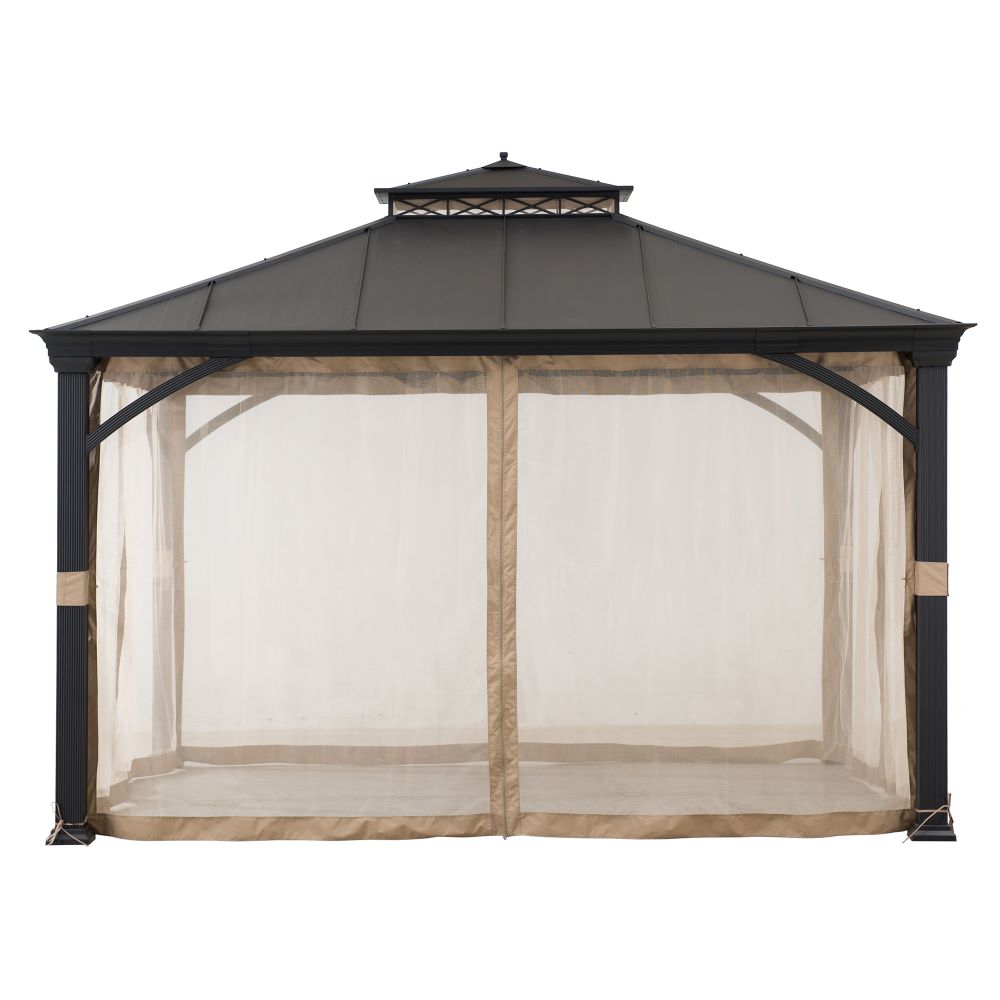 SUNJOY 11x13 Metal Gazebo with Aluminum Frame and Privacy Netting