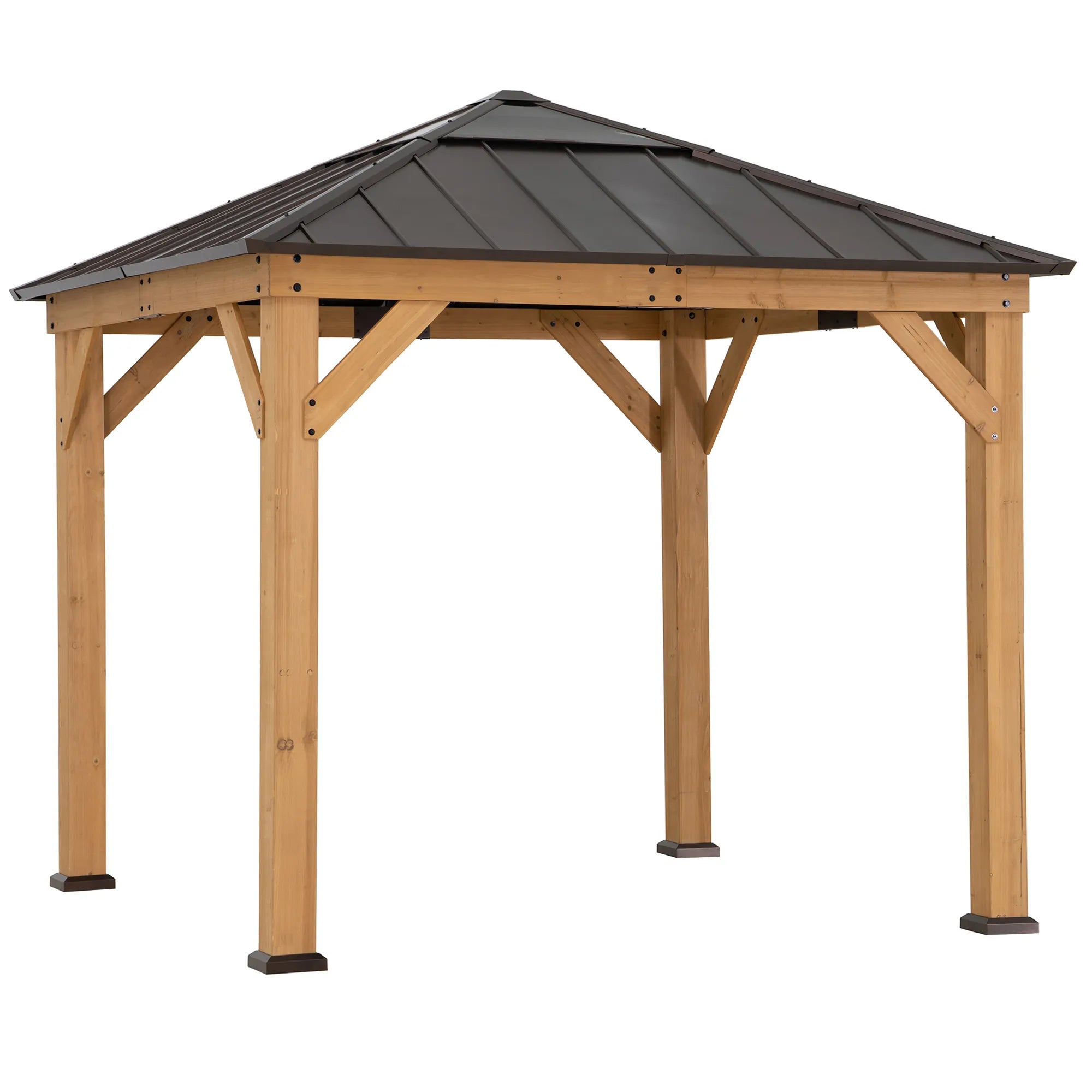 *ゆみ* 9x9 Small Patio Gazebo | Outdoor Wooden Gazebo - SUNJOY