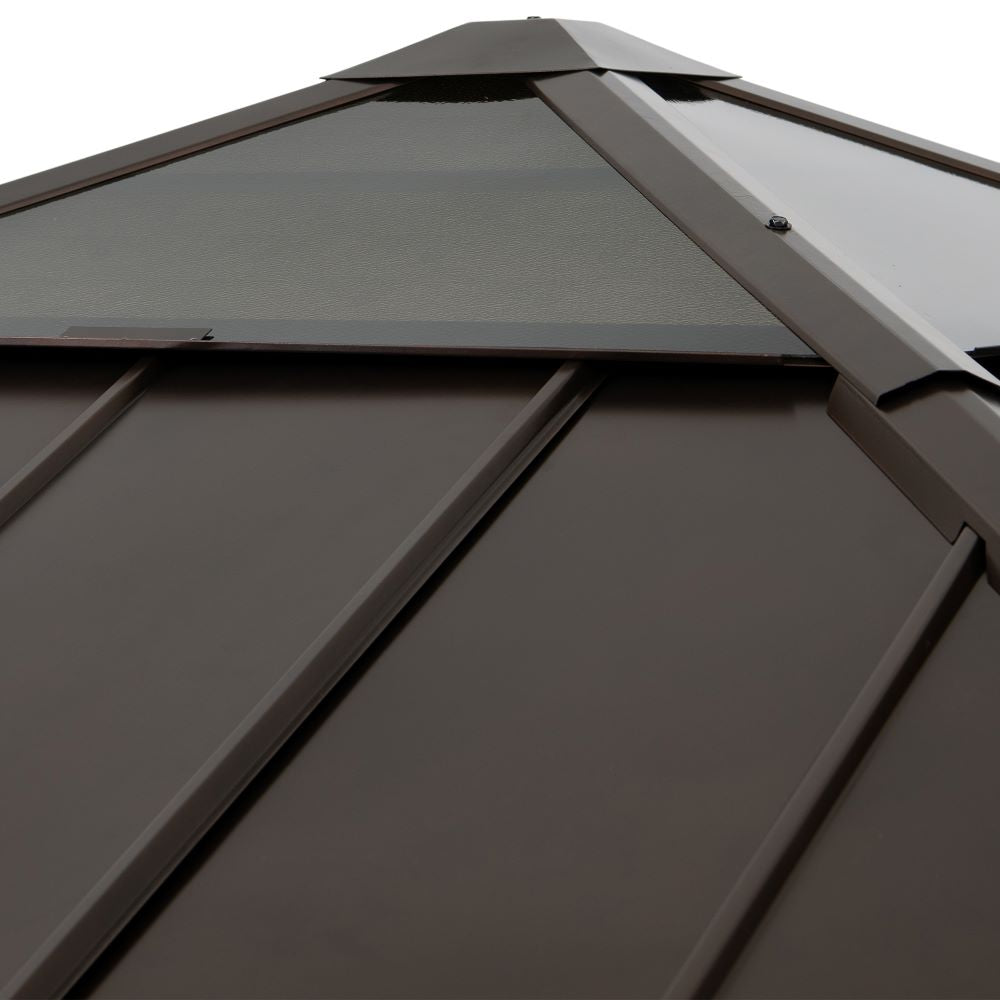 SUNJOY 9x9 Cedar Gazebo with Brown Metal Roof and Ceiling Hook