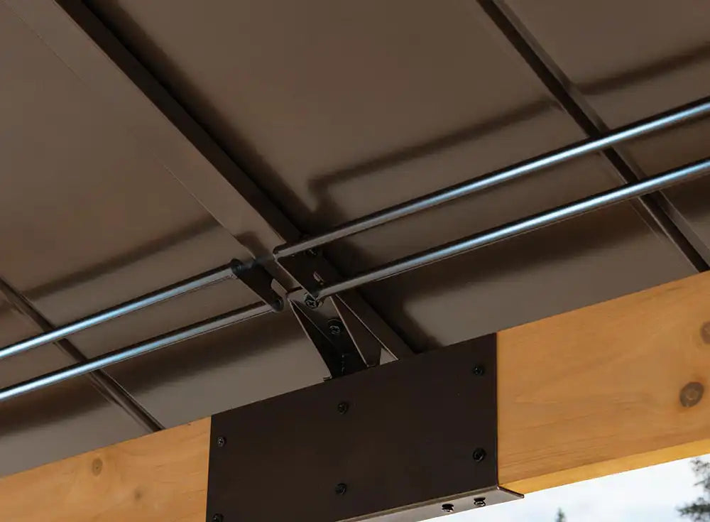 SUNJOY 9x9 Cedar Gazebo with Brown Metal Roof and Ceiling Hook