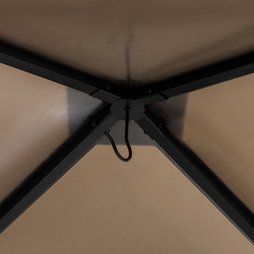 SUNJOY 11x11 Small Outdoor Wooden Gazebo with Metal Roof and Skylight