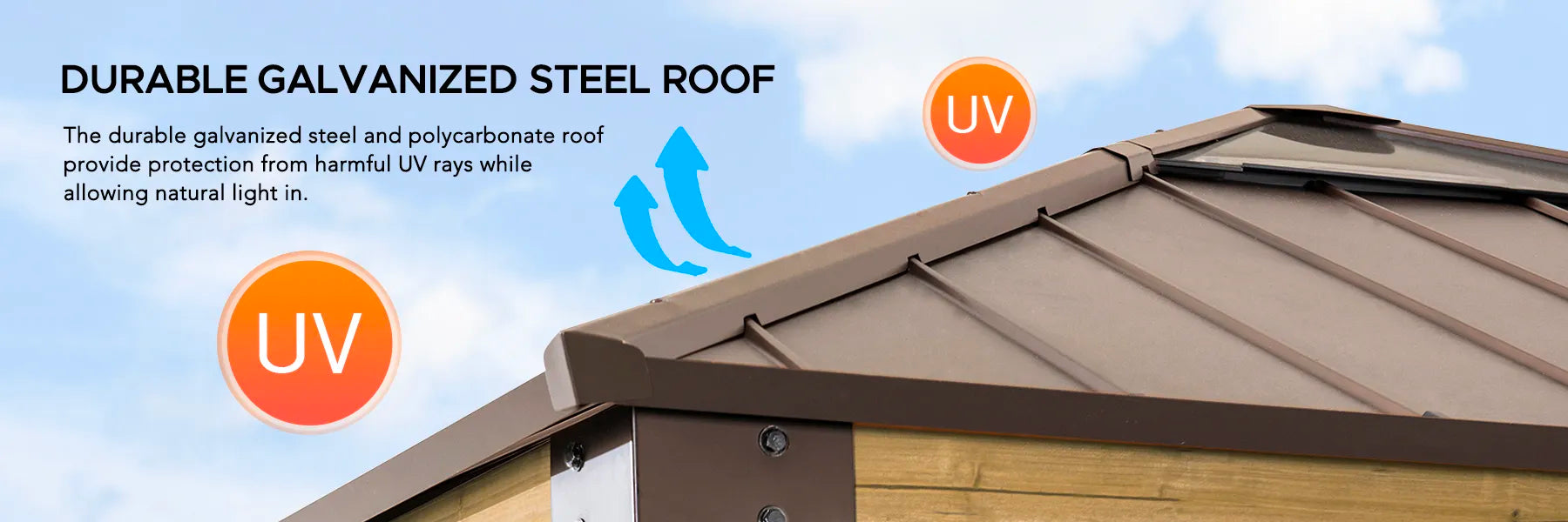 SUNJOY 11x11 Small Outdoor Wooden Gazebo with Metal Roof and Skylight