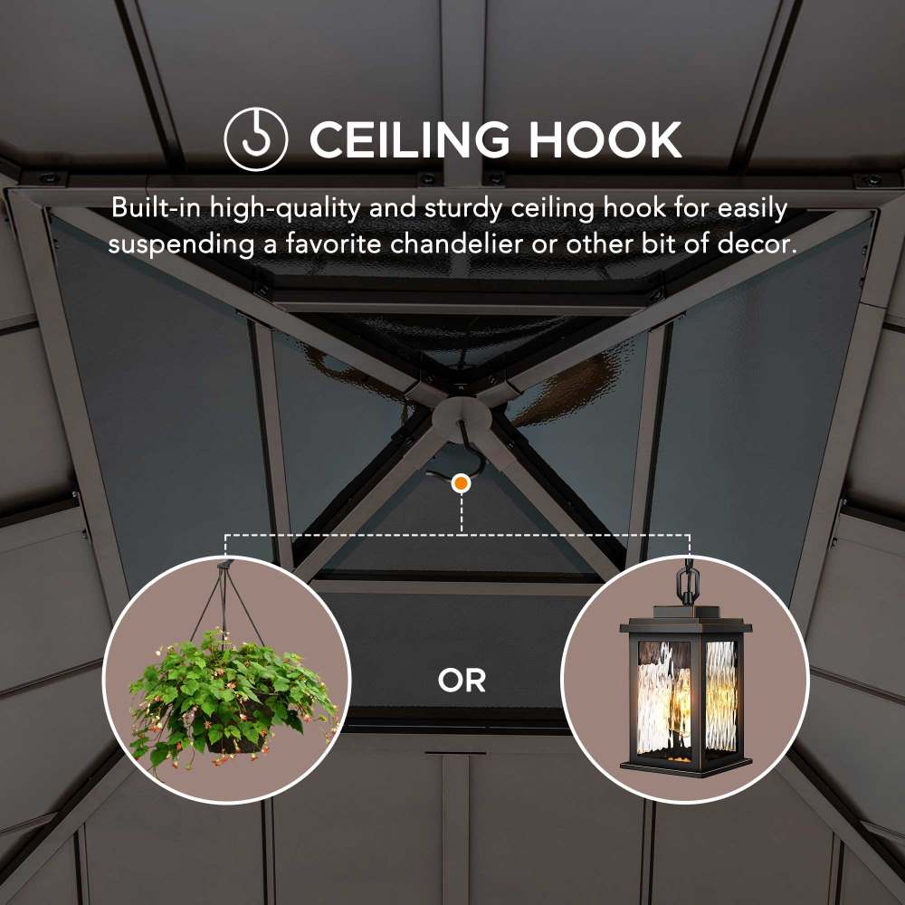 SUNJOY 11x11 Hip Roof Wooden Gazebo with Polycarbonate Skylight.