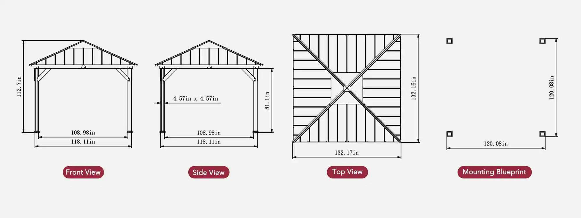 SUNJOY 11x11 Hip Roof Wooden Gazebo with Polycarbonate Skylight