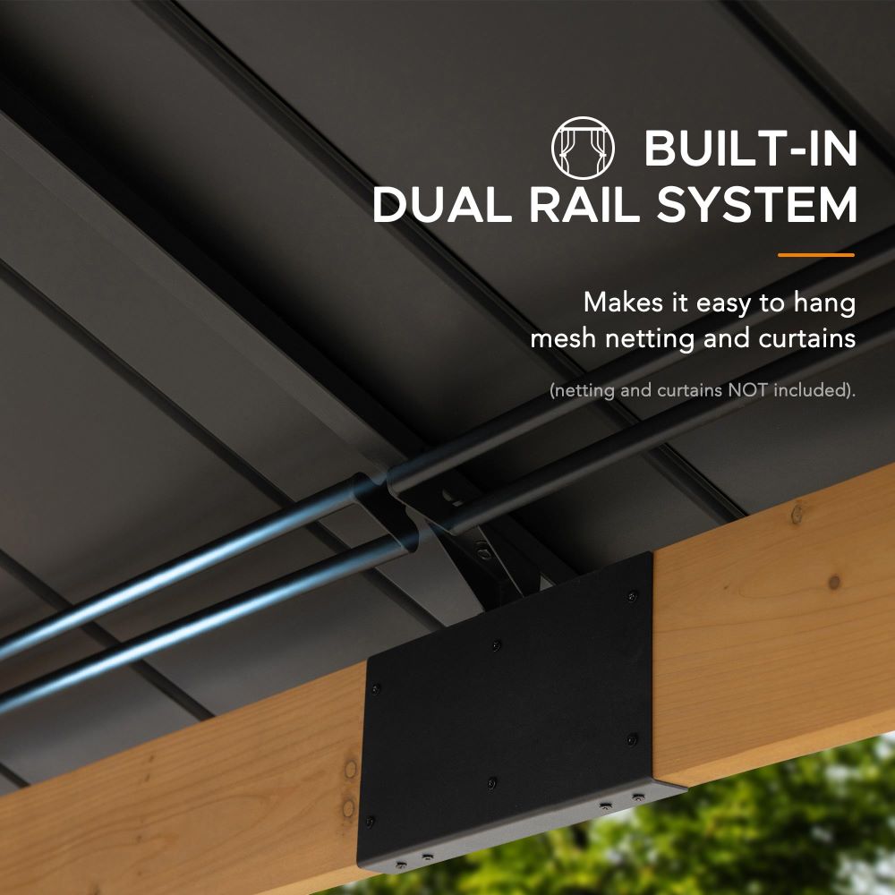 SUNJOY 11x11 Wooden Frame Backyard Hardtop Gazebo with Ceiling Hook.