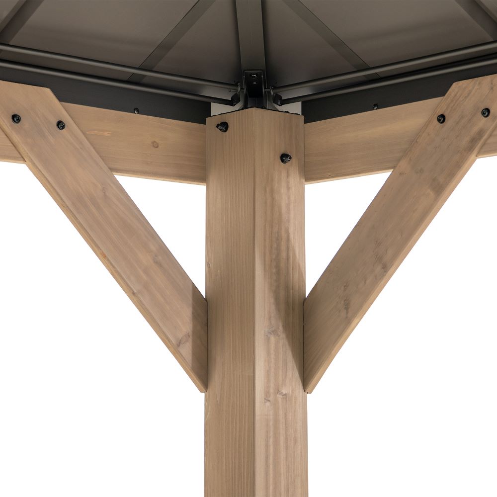 SUNJOY 11x11 Wooden Frame Backyard Hardtop Gazebo with Ceiling Hook - Upgrade
