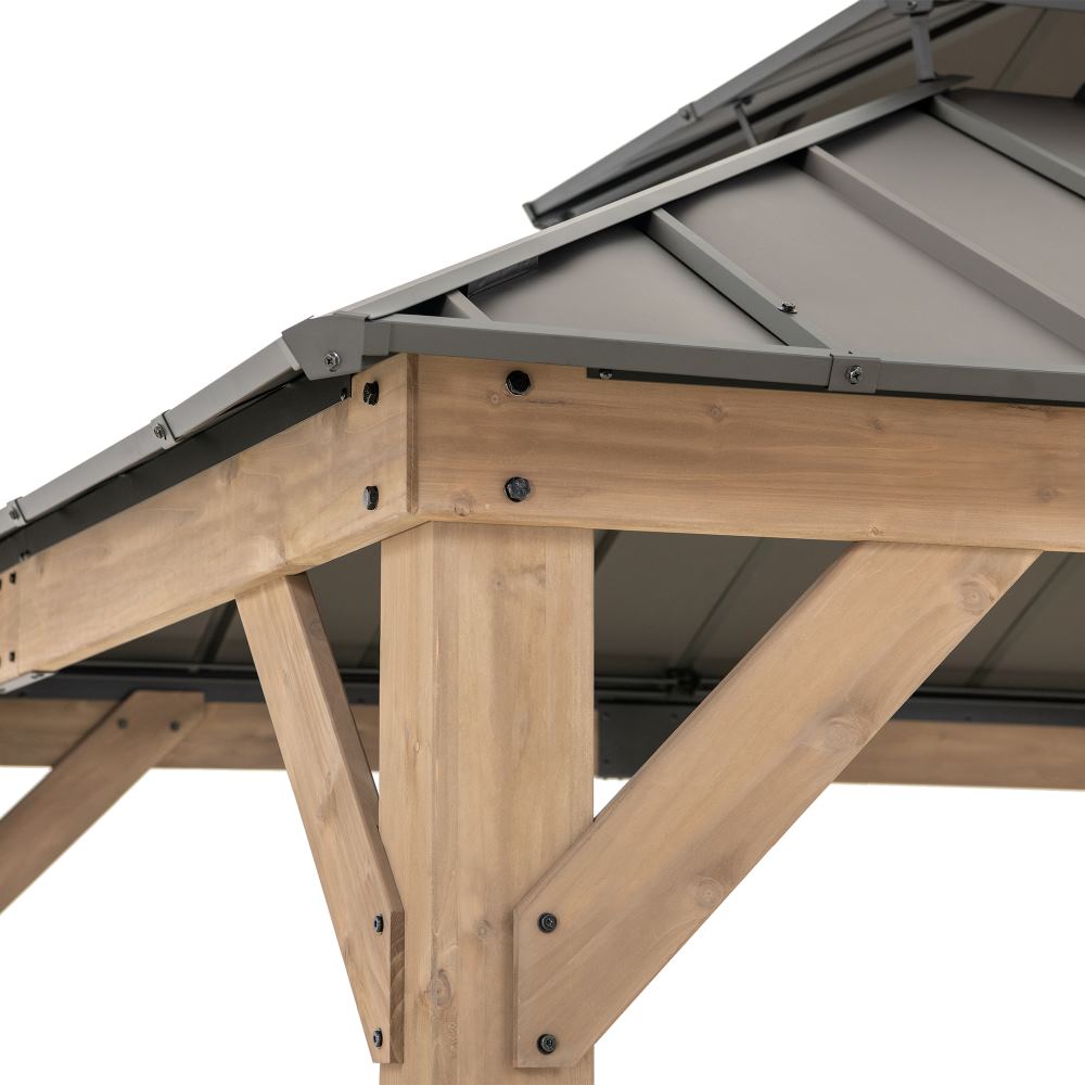 SUNJOY 11x11 Wooden Frame Backyard Hardtop Gazebo with Ceiling Hook - Upgrade