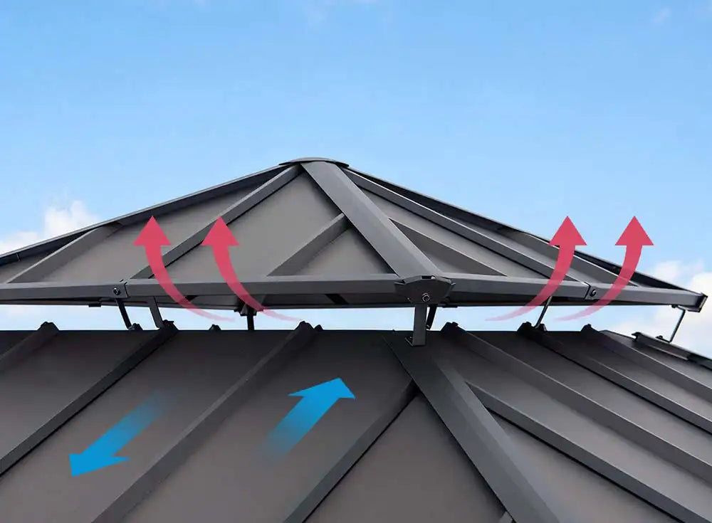 SUNJOY 11x11 Wooden Frame Backyard Hardtop Gazebo with Ceiling Hook - Standard Warm Cedar