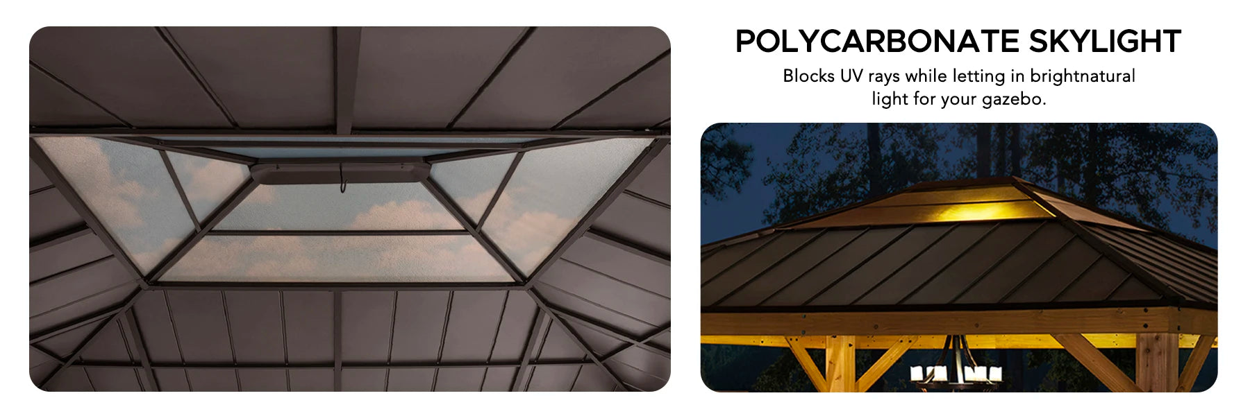 SUNJOY 13x15 Wood Frame Gazebo with Translucent Skylight