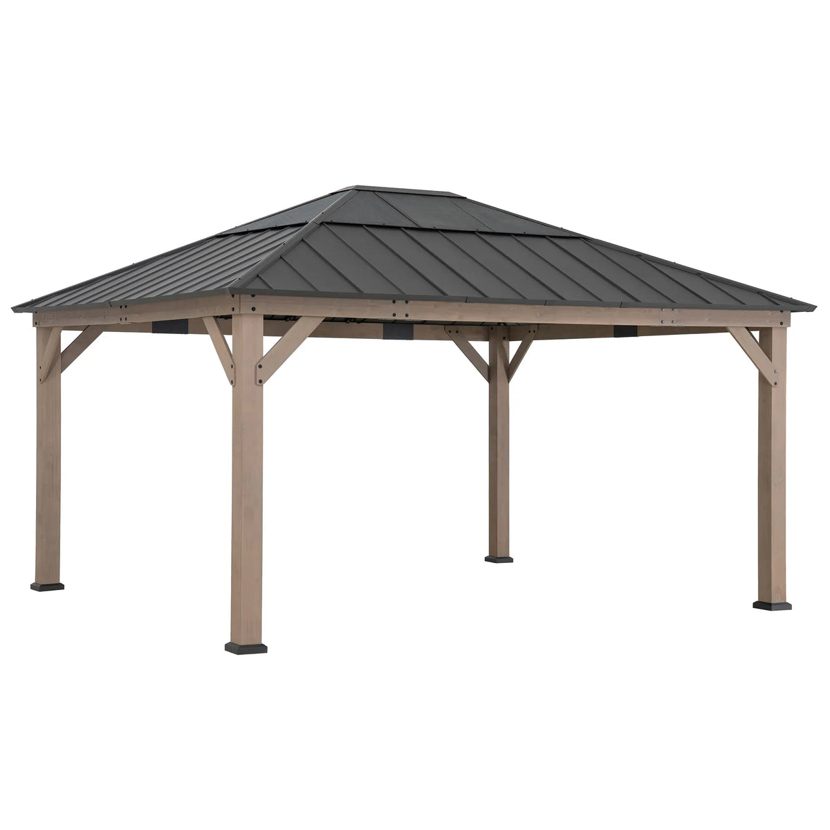 13x15 Wooden Gazebo Kit with Metal Roof for Outdoor Living | SUNJOY