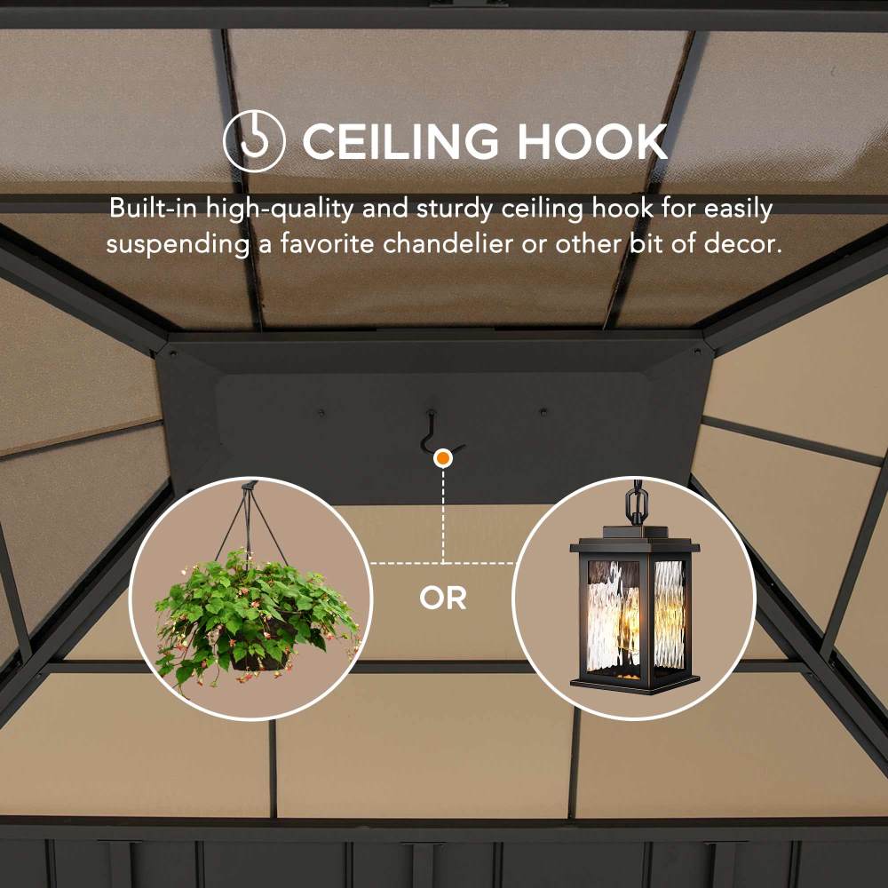 SUNJOY 13x15 Wooden Gazebo with Translucent Skylight and Ceiling Hook