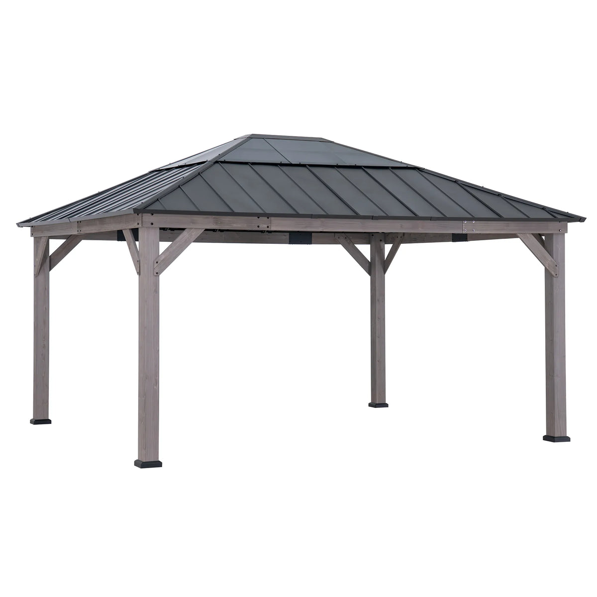 13x15 Outdoor Wood Gazebo Kit, Cedar Frame & Steel Roof | SUNJOY