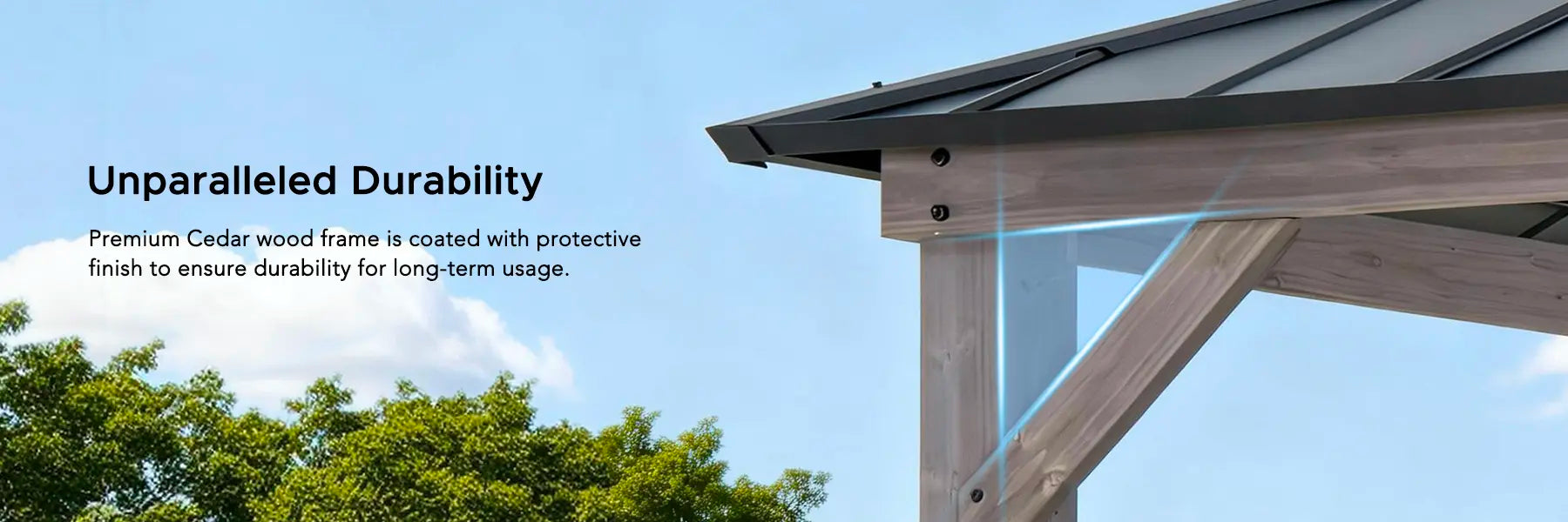 SUNJOY 13x15 Wooden Gazebo with Translucent Skylight and Ceiling Hook - Driftwood Cedar