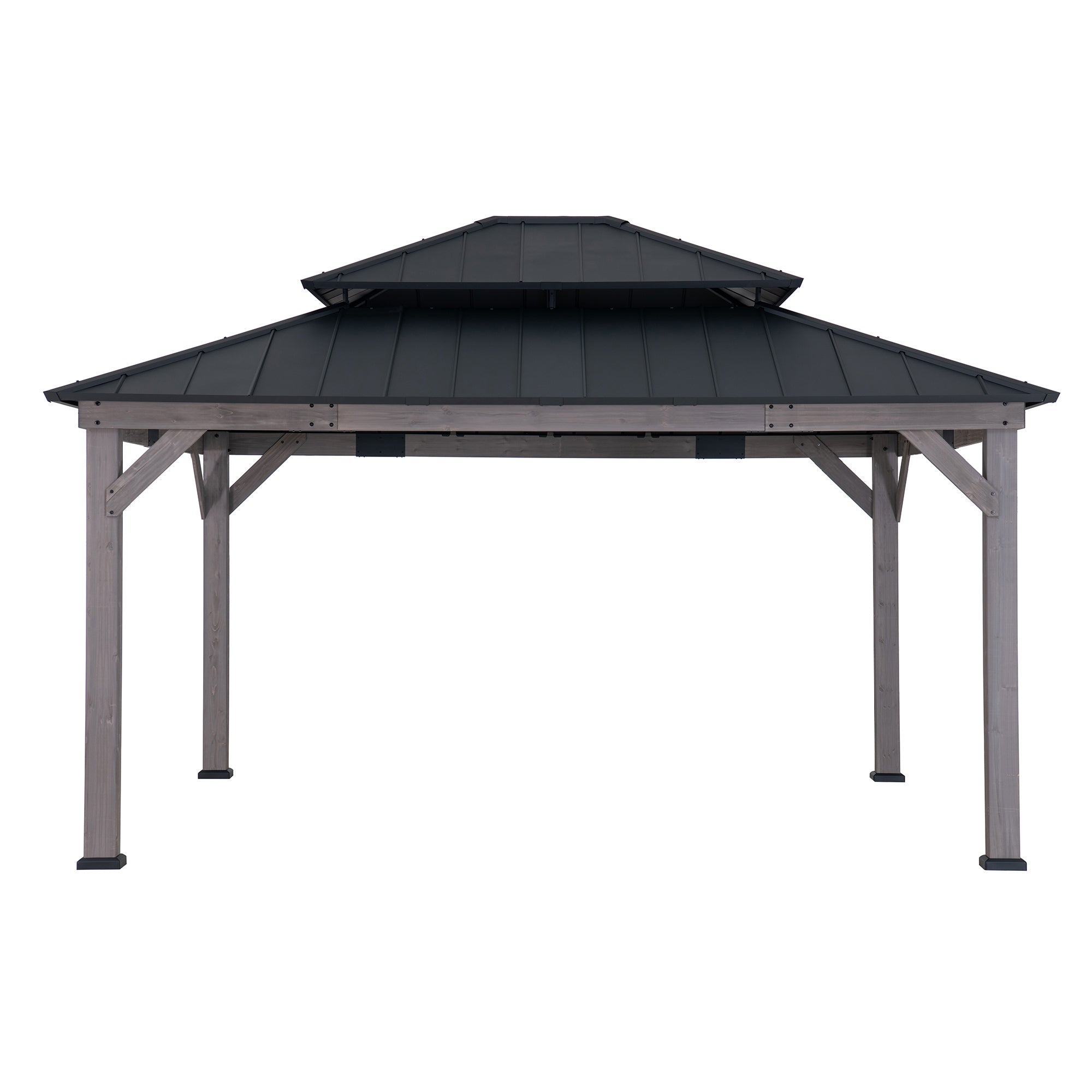 SUNJOY 13x15 Wooden Backyard Gazebo with Ceiling Hook.